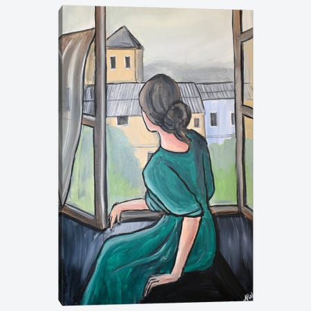 Woman In Green Canvas Print #AHI104} by Aisha Haider Canvas Art Print