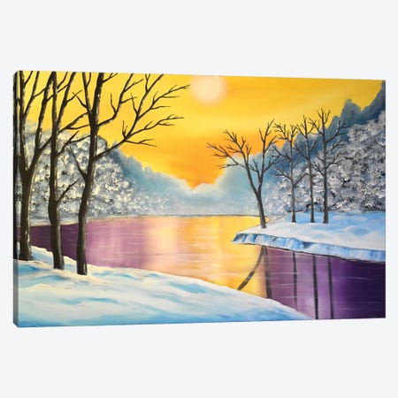 Winter Sunset Landscape Canvas Print #AHI105} by Aisha Haider Art Print