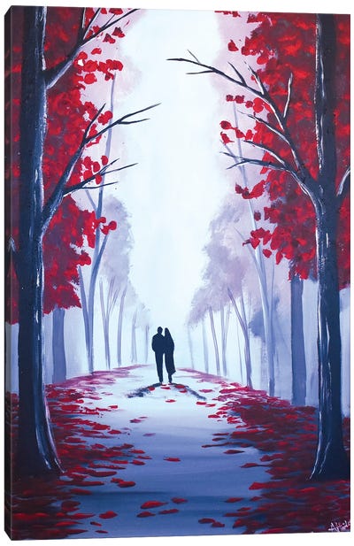 Through The Red Trees Canvas Art Print - Aisha Haider