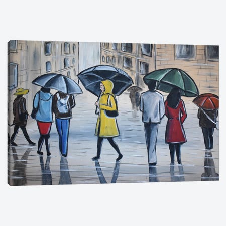 The City Rain II Canvas Print #AHI114} by Aisha Haider Canvas Wall Art