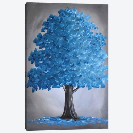 Teal Blue Tree Canvas Print #AHI116} by Aisha Haider Canvas Wall Art