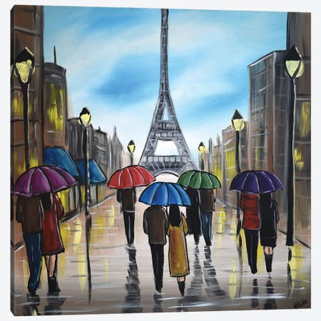 Colorful Paris Umbrellas Canvas Print #AHI13} by Aisha Haider Canvas Art