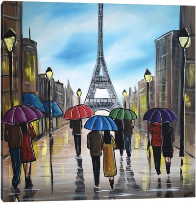 Colorful Paris Umbrellas Canvas Art Print - Aisha Haider