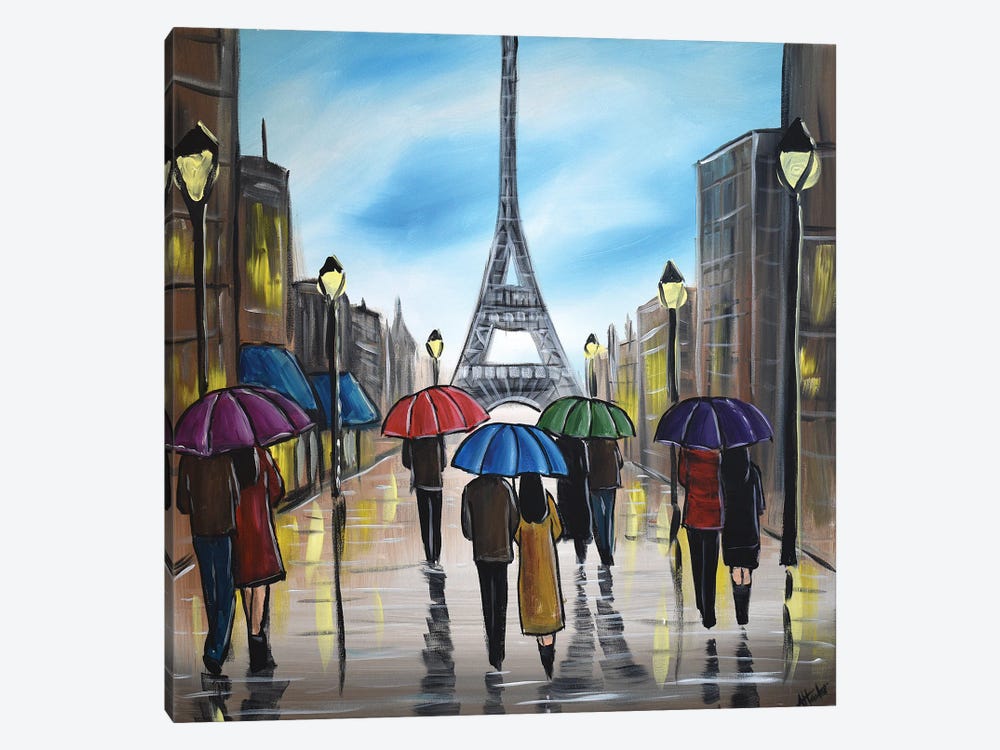 Colorful Paris Umbrellas by Aisha Haider 1-piece Canvas Art Print
