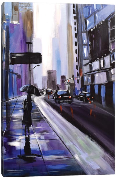 Blue City Vibes Canvas Art Print - Purple Art