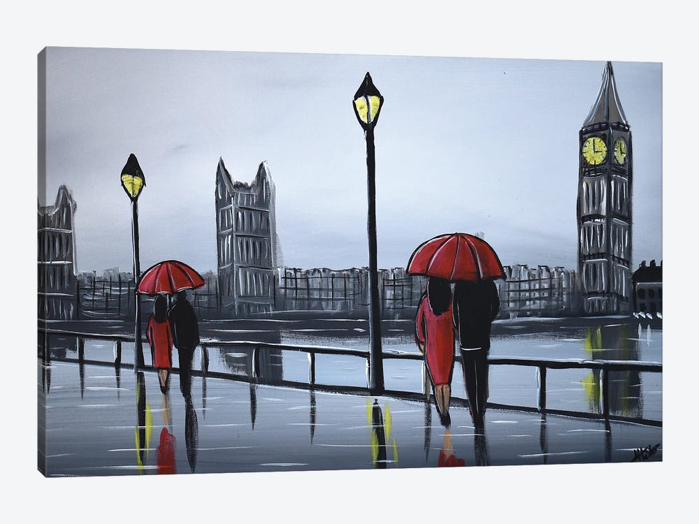 Red London Umbrellas by Aisha Haider 1-piece Canvas Artwork