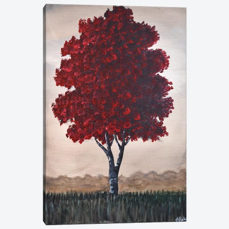 Single Red Tree Canvas Print #AHI33} by Aisha Haider Canvas Artwork