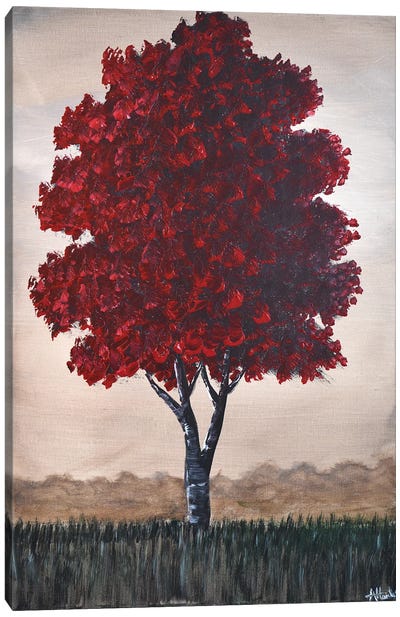 Single Red Tree Canvas Art Print - Aisha Haider
