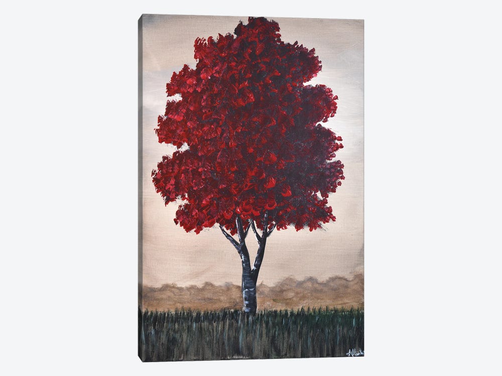 Single Red Tree by Aisha Haider 1-piece Art Print