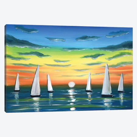 Sunset Sails Canvas Print #AHI34} by Aisha Haider Canvas Print