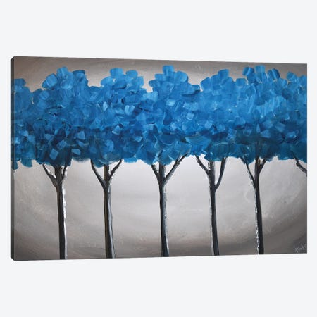 Teal Blue Trees IV Canvas Print #AHI35} by Aisha Haider Art Print