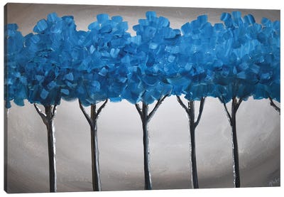 Teal Blue Trees IV Canvas Art Print - Aisha Haider
