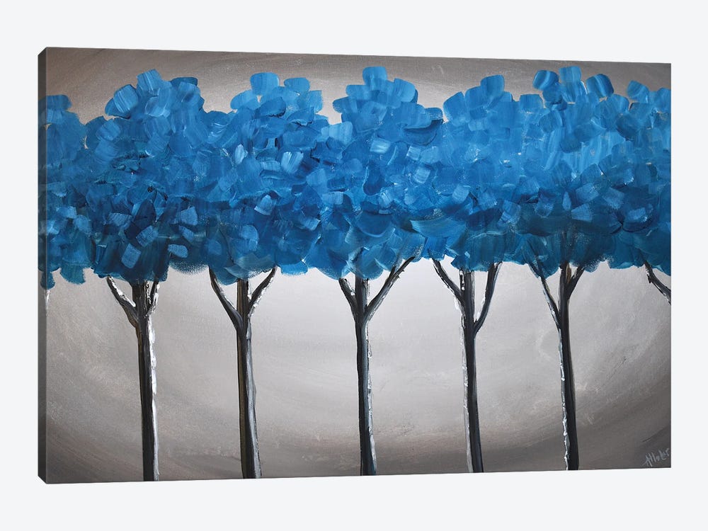 Teal Blue Trees IV by Aisha Haider 1-piece Canvas Art Print