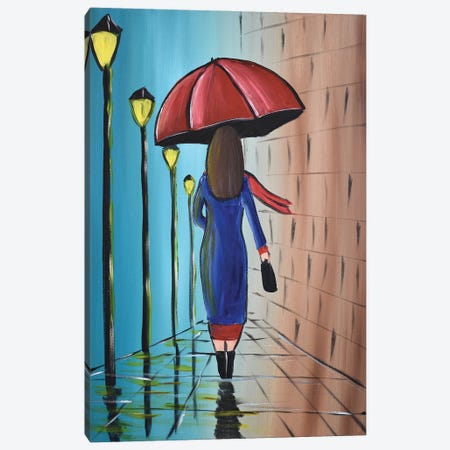 The Umbrella Lady III Canvas Print #AHI37} by Aisha Haider Art Print