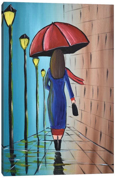 The Umbrella Lady III Canvas Art Print - Aisha Haider