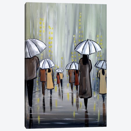 White Umbrellas Canvas Print #AHI42} by Aisha Haider Canvas Print