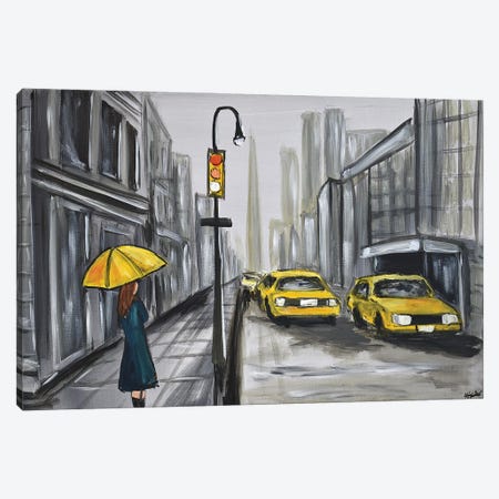 Yellow Umbrella II Canvas Print #AHI43} by Aisha Haider Canvas Art Print