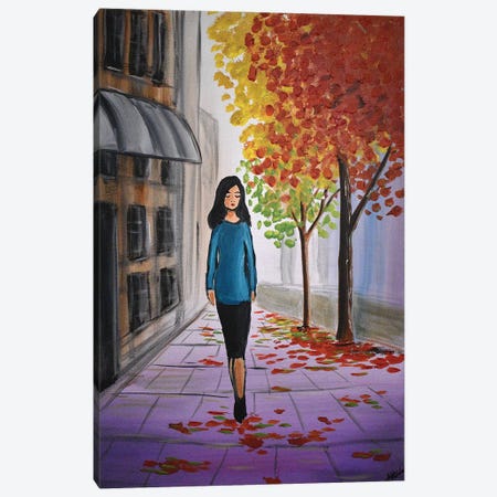 Autumn City Walk Canvas Print #AHI47} by Aisha Haider Canvas Art
