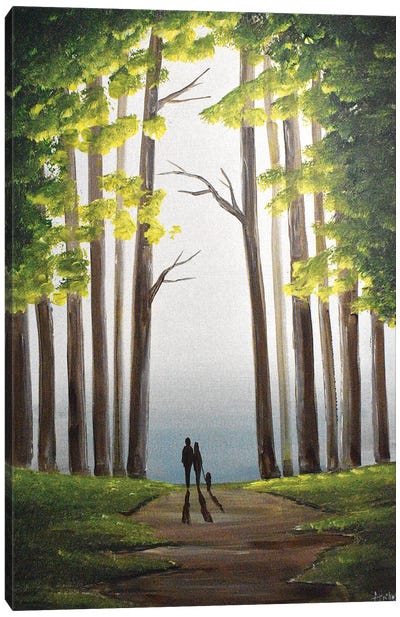 Green Woodland Walk Canvas Art Print - Aisha Haider