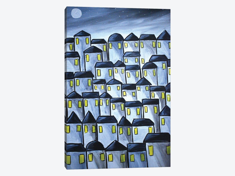 Moonlit Houses by Aisha Haider 1-piece Canvas Artwork