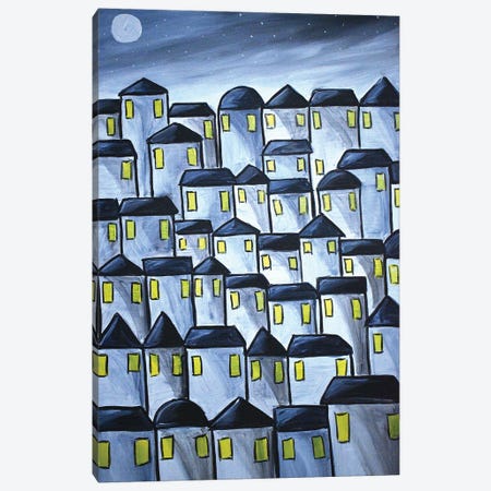 Moonlit Houses Canvas Print #AHI52} by Aisha Haider Canvas Art