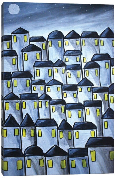 Moonlit Houses Canvas Art Print - Aisha Haider