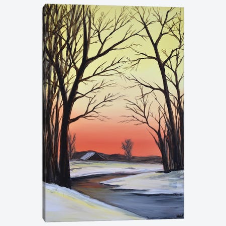 A Winter Sunset Canvas Print #AHI5} by Aisha Haider Canvas Art