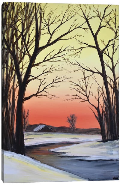 A Winter Sunset Canvas Art Print - Aisha Haider
