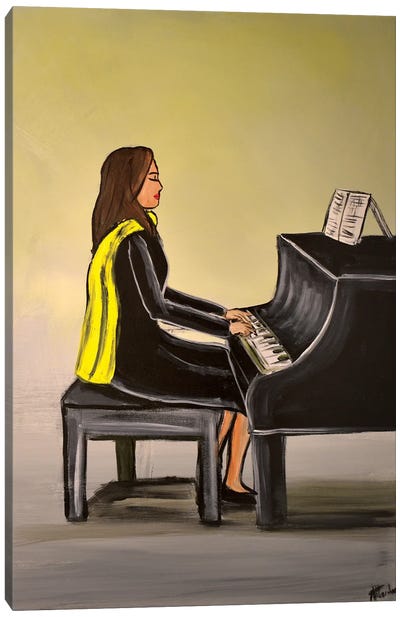 The Yellow Scarf Canvas Art Print - Piano Art