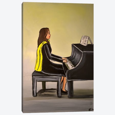 The Yellow Scarf Canvas Print #AHI69} by Aisha Haider Art Print
