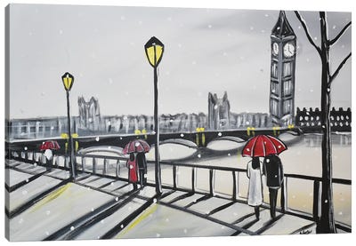 London Winter Umbrellas II Canvas Art Print - Aisha Haider
