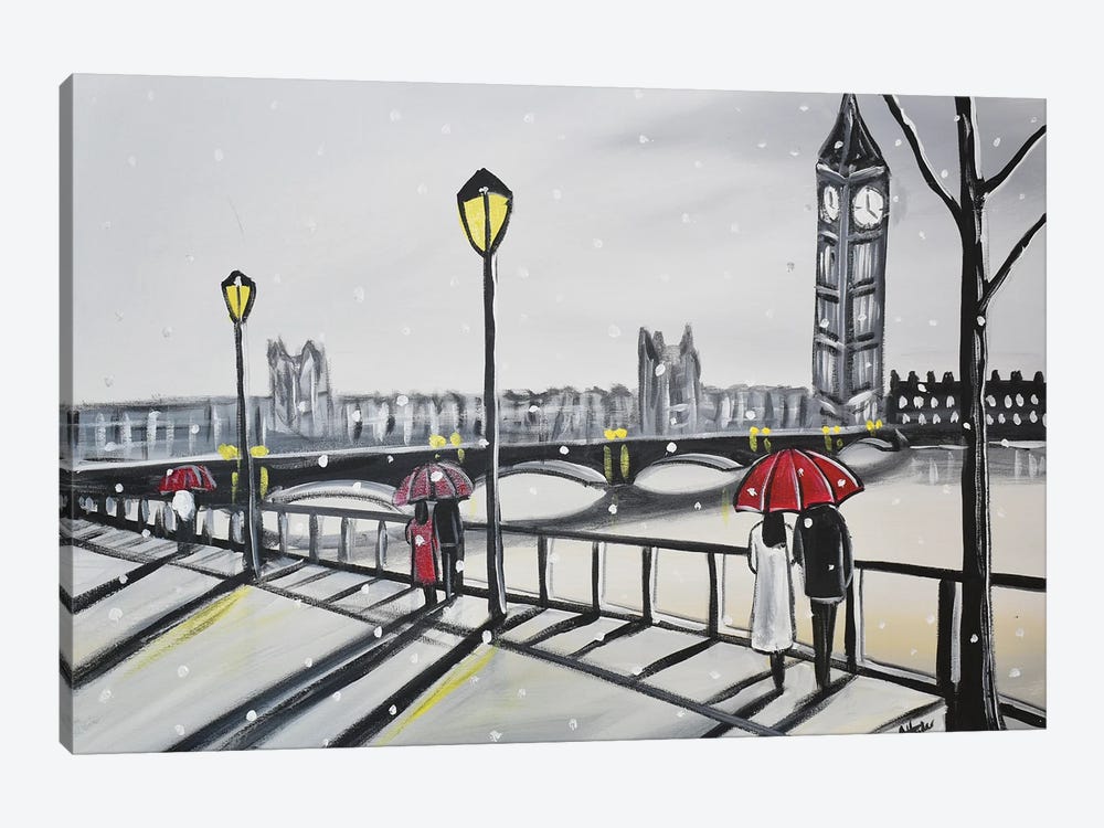 London Winter Umbrellas II by Aisha Haider 1-piece Canvas Print