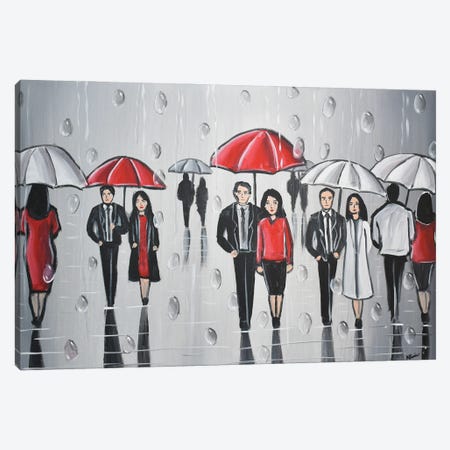 Rain Drops And Umbrellas II Canvas Print #AHI81} by Aisha Haider Canvas Art Print