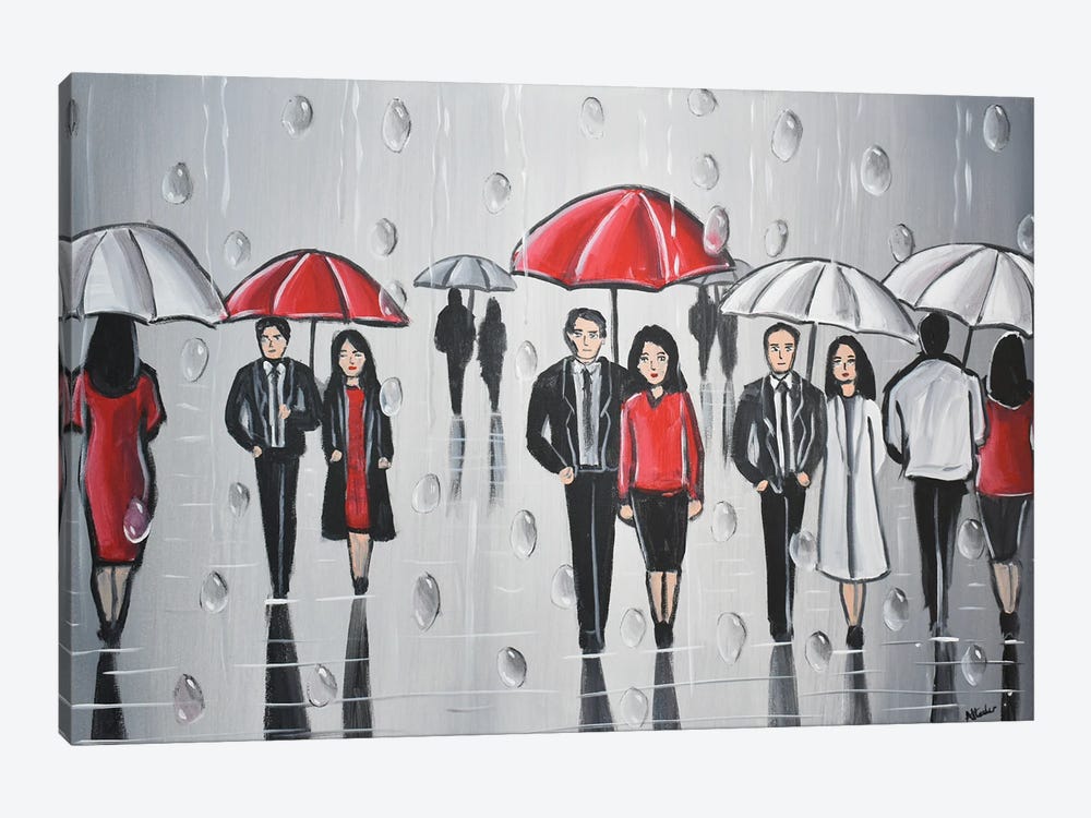Rain Drops And Umbrellas II by Aisha Haider 1-piece Canvas Wall Art
