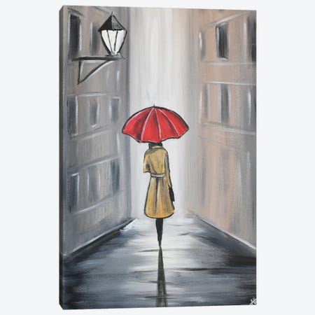 Lady With The Red Umbrellas II Canvas Print #AHI82} by Aisha Haider Art Print