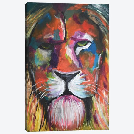 Colourful Lion Canvas Print #AHI91} by Aisha Haider Canvas Wall Art