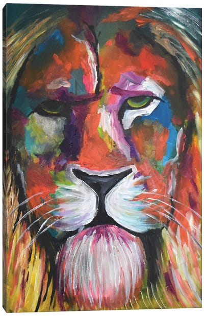 Colourful Lion Canvas Art Print - Aisha Haider