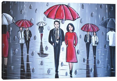 Raindrops And Umbrellas III Canvas Art Print - Aisha Haider