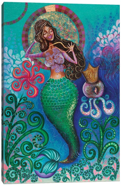 Treasures Of The Sea Canvas Art Print - Mermaid Art
