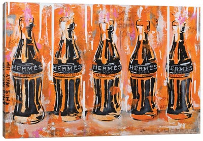 5 Coca Cola Bottles III Canvas Art Print - Food & Drink Typography