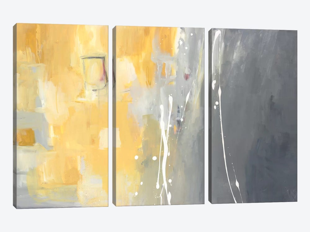 50 Shades Of Gray And Yellow by Julie Ahmad 3-piece Canvas Art