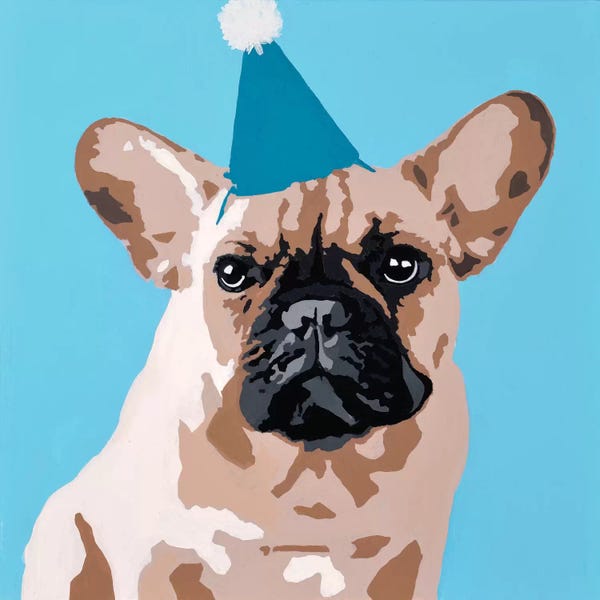French Bulldogs: Milo On Blue by Julie Ahmad