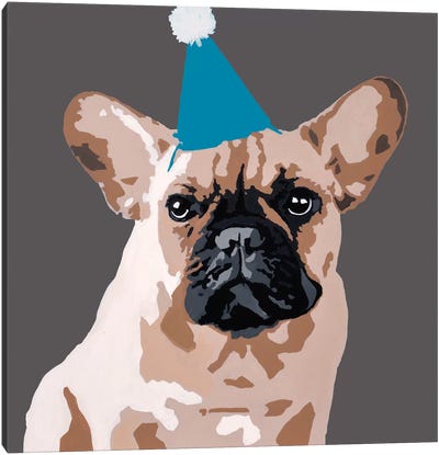 Milo On Dark Gray Canvas Art Print - French Bulldog Art