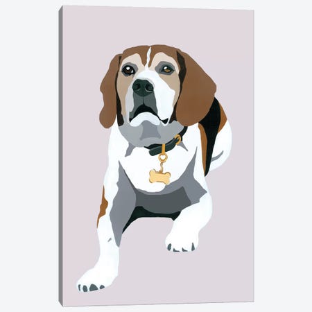 Beagle On Gray Canvas Print #AHM50} by Julie Ahmad Canvas Wall Art