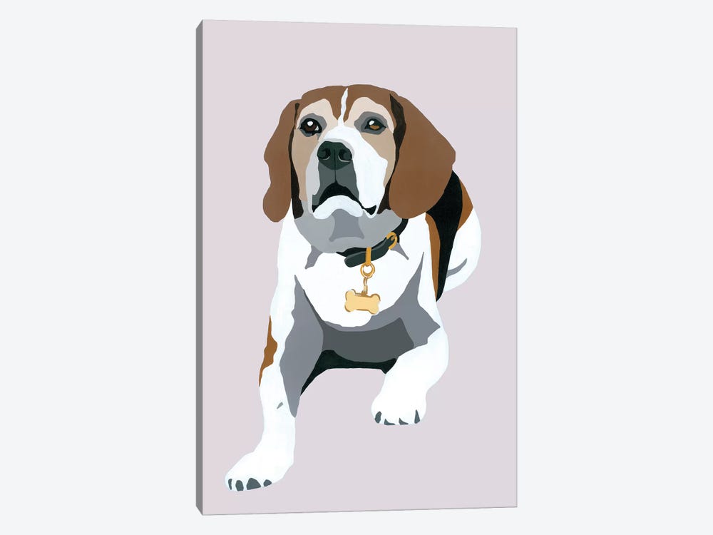 Beagle On Gray by Julie Ahmad 1-piece Canvas Print