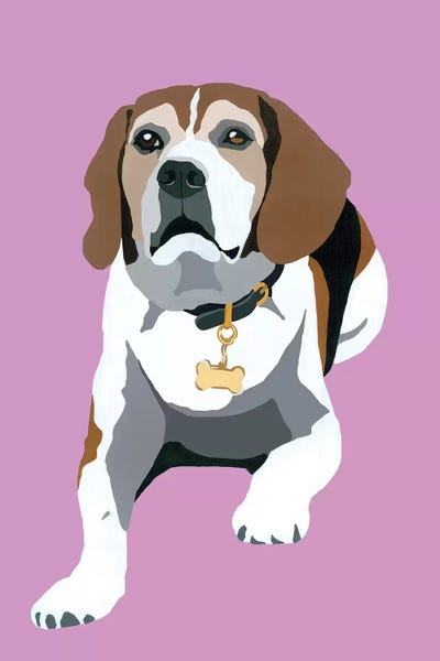 Beagles: Beagle On Pink by Julie Ahmad