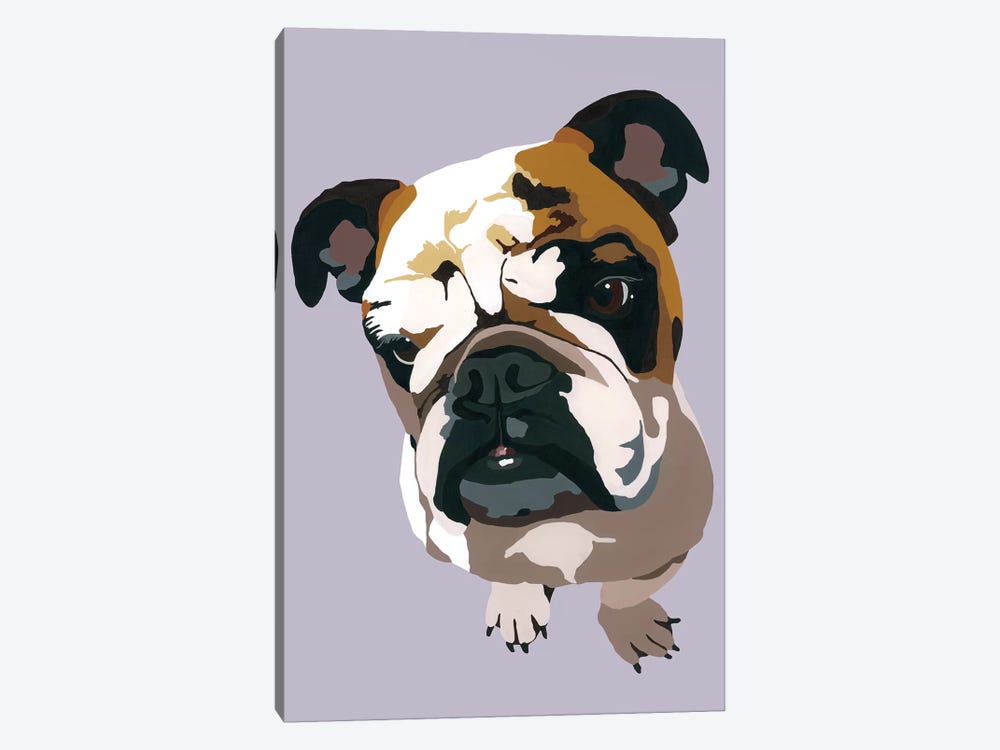 Bulldog On Gray by Julie Ahmad 1-piece Canvas Wall Art
