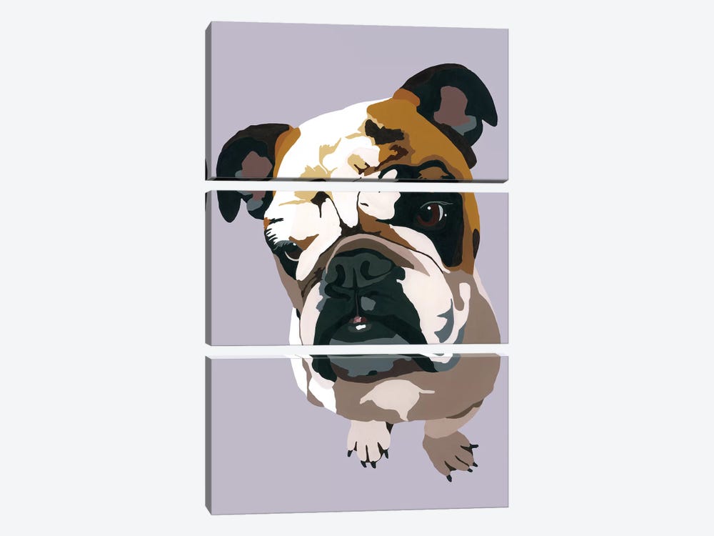 Bulldog On Gray by Julie Ahmad 3-piece Canvas Art