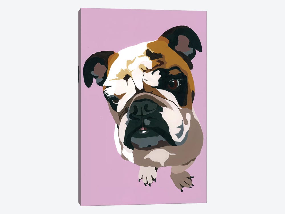 Bulldog On Lavender by Julie Ahmad 1-piece Canvas Art Print