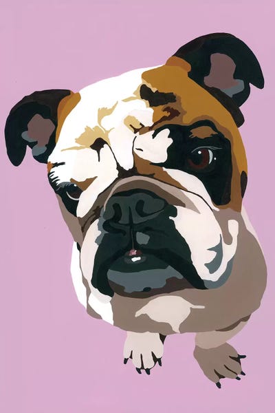 Julie Ahmad: Bulldog On Lavender by Julie Ahmad